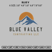 Blue V Embroidery File 6 sizes