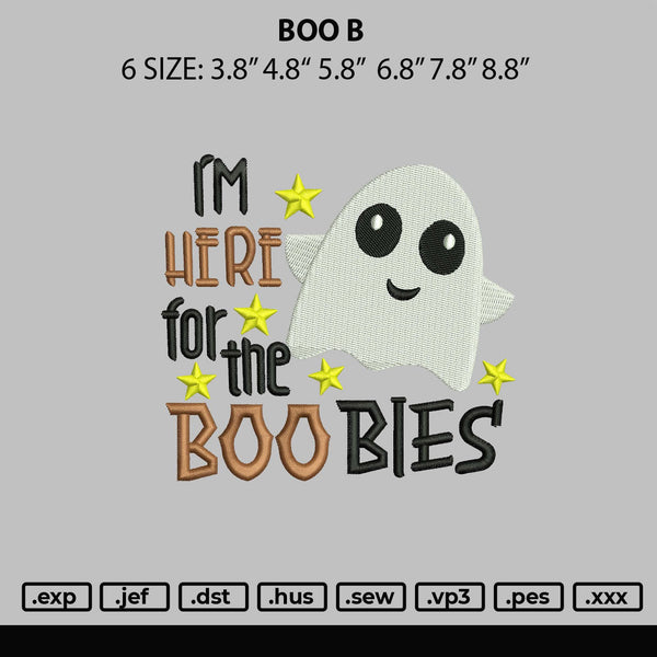 Boo B Embroidery File 6 sizes