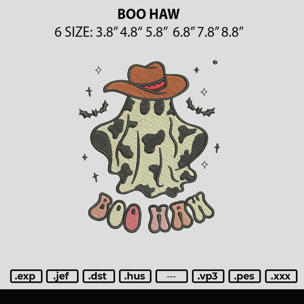 Boo Haw Embroidery File 6 sizes