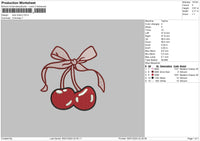 Bow Cherry Embroidery File 6 sizes