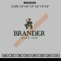 Brander Embroidery File 6 sizes