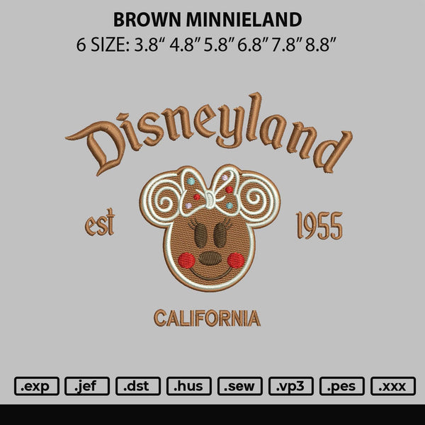 Brown Minnieland Embroidery File 6 sizes