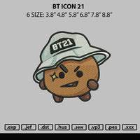 Bt Icon 21 Embroidery File 6 Sizes