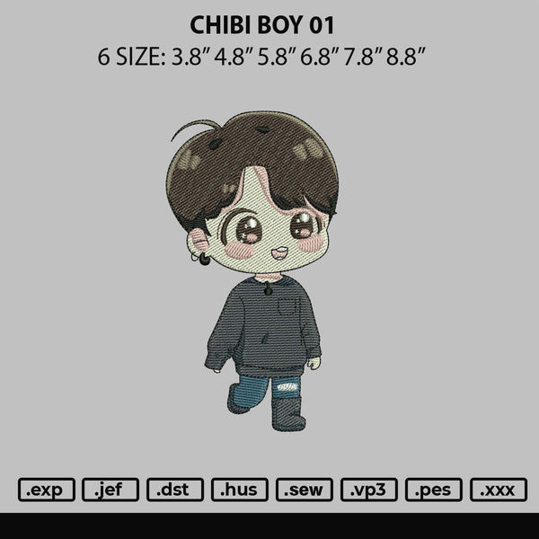 Chibi Boy 01 Embroidery File 6 sizes