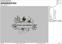 Buds And Brew Embroidery File 6 sizes