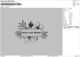 Buds And Brew Embroidery File 6 sizes