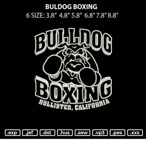 Buldog Boxing Embroidery File 6 sizes