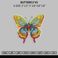 Butterfly V5 Embroidery File 6 sizes