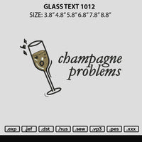 Glass Text 1012 Embroidery File 6 sizes