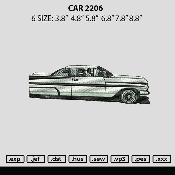 Car 2206 Embroidery File 6 sizes