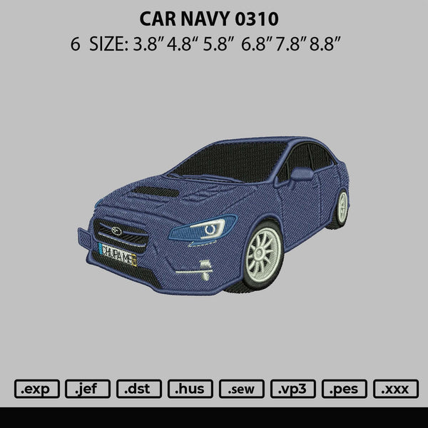 Car Navy 0310 EMbroidery File 6 sizes