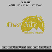 Chez Bib Embroidery File 6 sizes