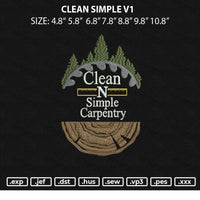 Clean Simple V1 Embroidery File 6 sizes