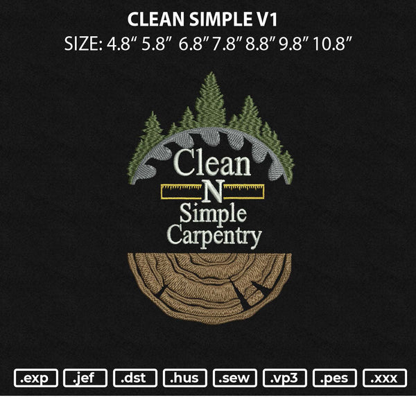 Clean Simple V1 Embroidery File 6 sizes