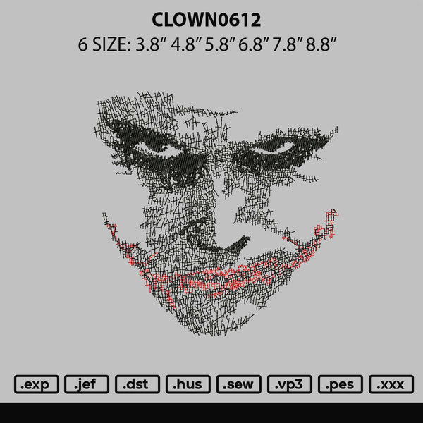 Clown 0612 Embroidery File 6 sizes