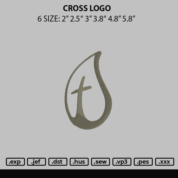 Cross Logo Embroidery File 6 sizes