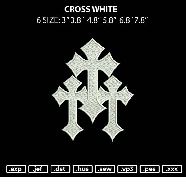 Cross White Embroidery File 6 sizes