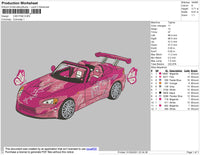 Pink Car Butterfy Embroidery