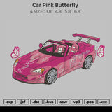 Pink Car Butterfy Embroidery