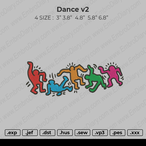 dance V2 Embroidery File 4 size