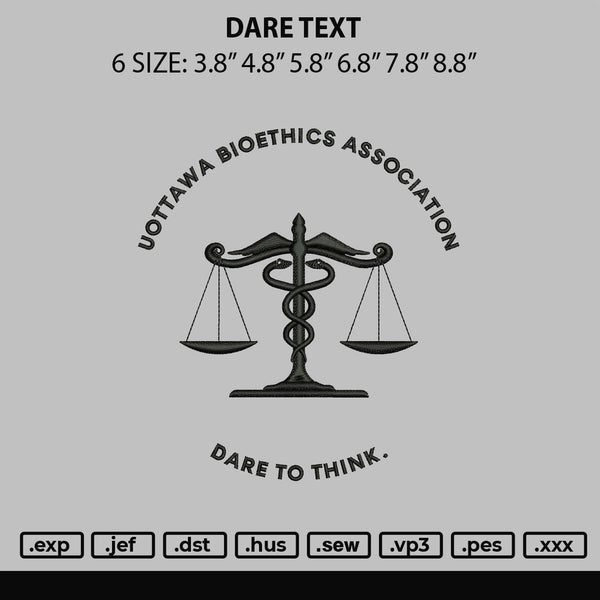 Dare Text Embroidery File 6 sizes