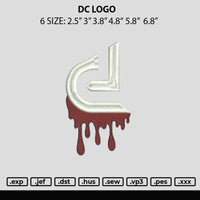 Dc Logo Embroidery File 6 sizes