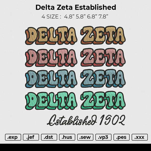 Delta Zeta Established Embroidery