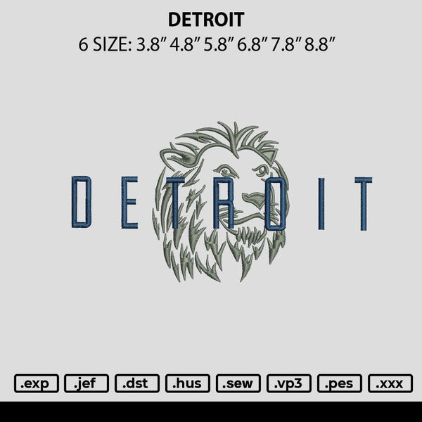 Detroit Embroidery File 6 sizes