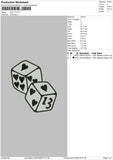 Dice Embroidery File 6 sizes