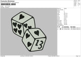 Dice Embroidery File 6 sizes