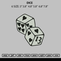 Dice Embroidery File 6 sizes