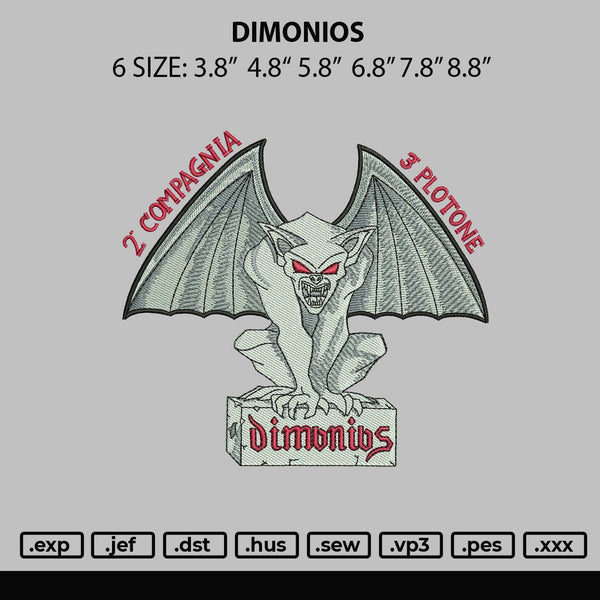 Dimonios Embroidery File 6 sizes