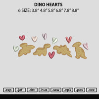 Dino Hearts Embroidery File 6 sizes