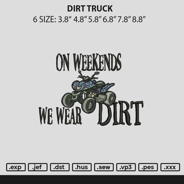 Dirt Truck Embroidery File 6 sizes