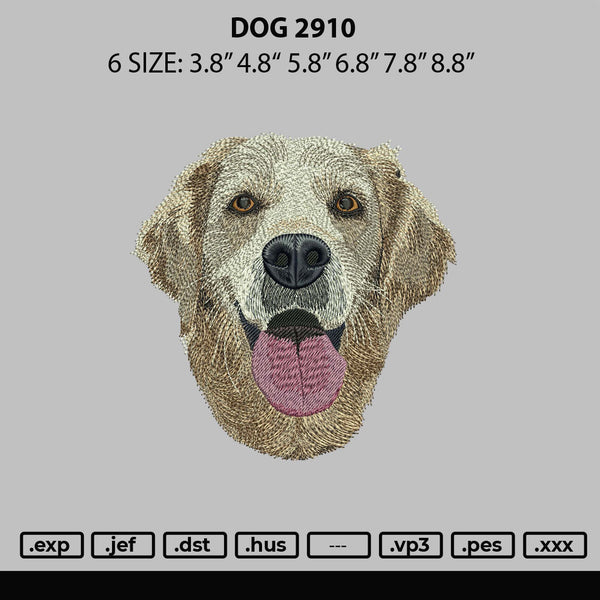 Dog 2910 Embroidery File 6 sizes