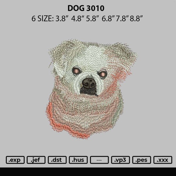 Dog 3010 Embroidery File 6 sizes