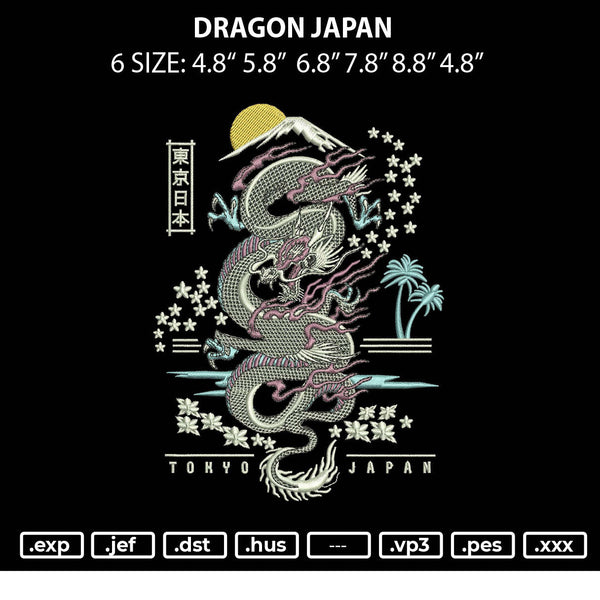 Dragon Japan Embroidery File 6 sizes