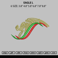 Eagle L Embroidery File 6 sizes