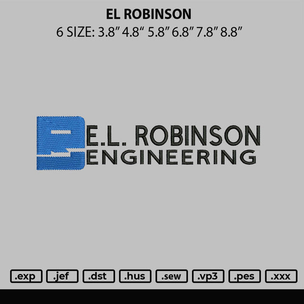 El Robinson Embroidery File 6 sizes