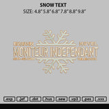 Snow Text Embroidery File 6 sizes