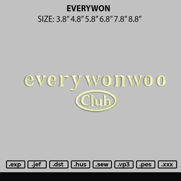 Everywon Embroidery File 6 sizes