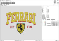 Ferrari39 Embroidery File 6 sizes