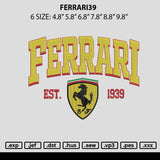 Ferrari39 Embroidery File 6 sizes