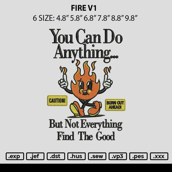 Fire V1 Embroidery File 6 sizes