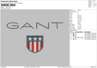 Gant Embroidery File 6 sizes