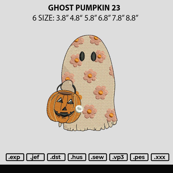 Ghost Pumpkin 23 Embroidery File 6 sizes