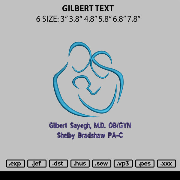 Gilbert Line Embroidery File 6 sizes