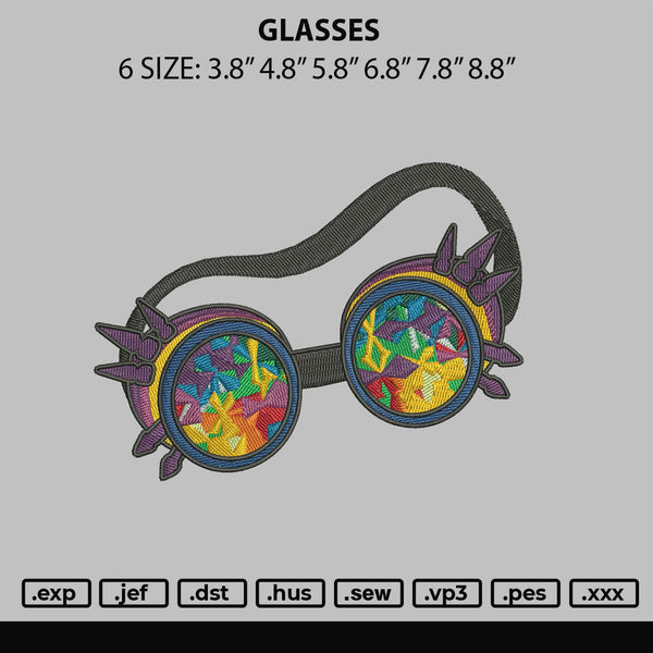 Glasses Embroidery File 6 sizes