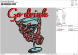 Go Drink Embroider File 6 sizes