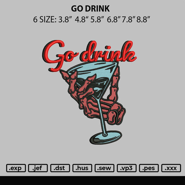 Go Drink Embroider File 6 sizes